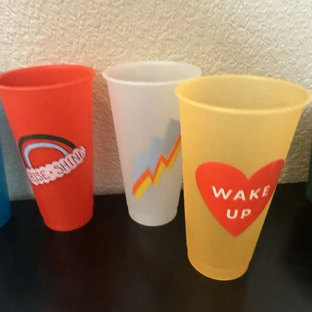 starbucks plastic tumbler Lot Of 5 Cups No Lids‎ Summer Bright Colorful
